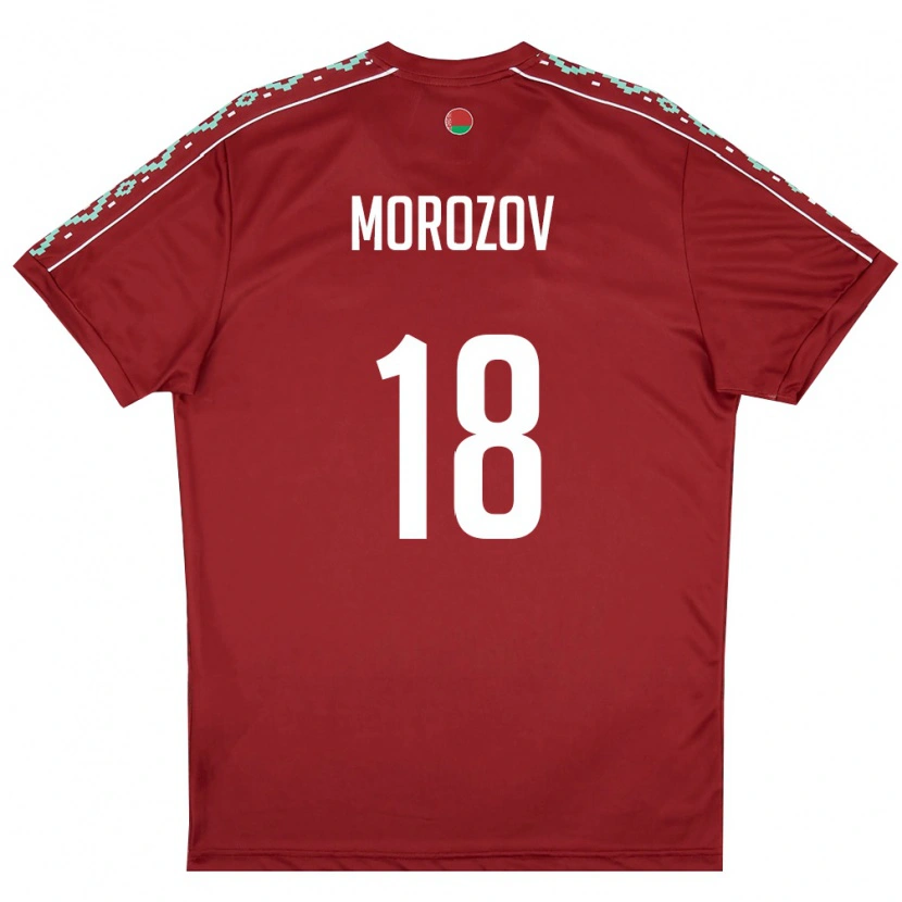Danxen Mujer Camiseta Bielorrusia Vladislav Morozov #18 Rojo Oscuro Blanco 1ª Equipación 26-28 La Camisa México