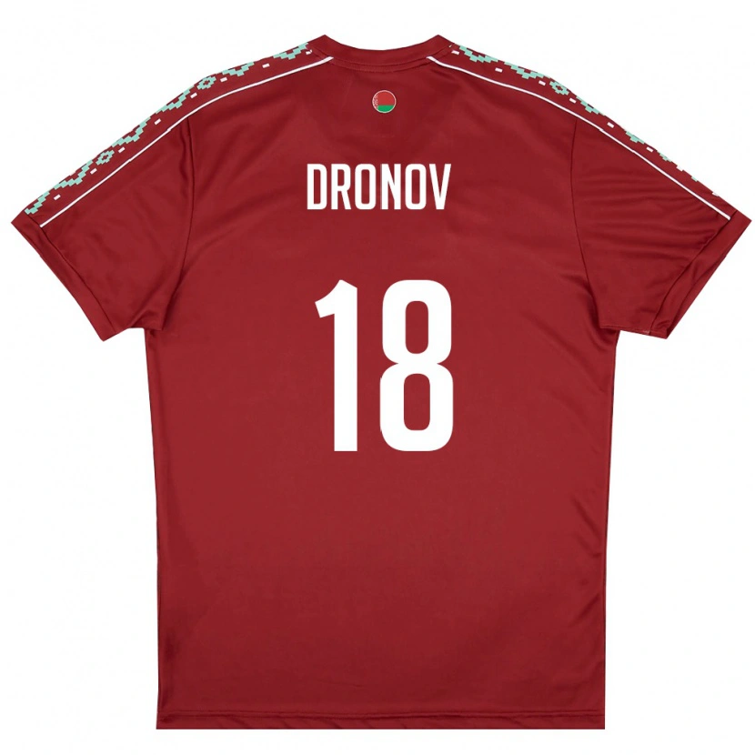 Danxen Mujer Camiseta Bielorrusia Stanislav Dronov #18 Rojo Oscuro Blanco 1ª Equipación 26-28 La Camisa México