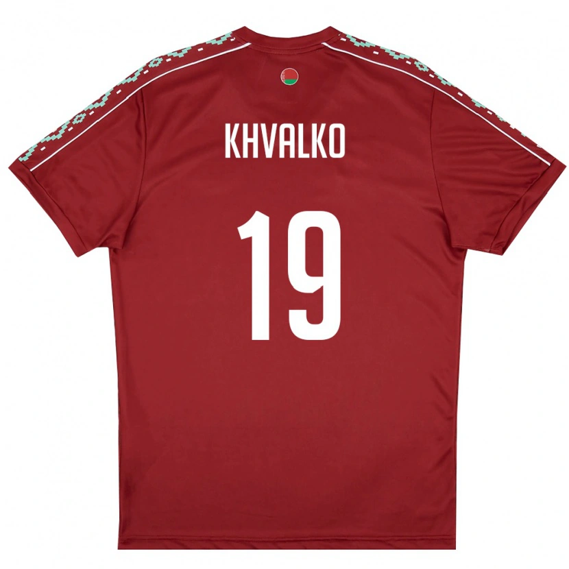 Danxen Mujer Camiseta Bielorrusia Egor Khvalko #19 Rojo Oscuro Blanco 1ª Equipación 26-28 La Camisa México