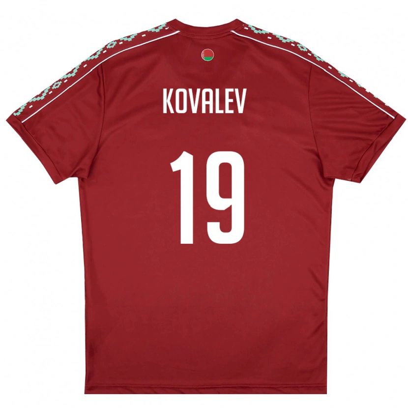 Danxen Mujer Camiseta Bielorrusia Yuriy Kovalev #19 Rojo Oscuro Blanco 1ª Equipación 26-28 La Camisa México