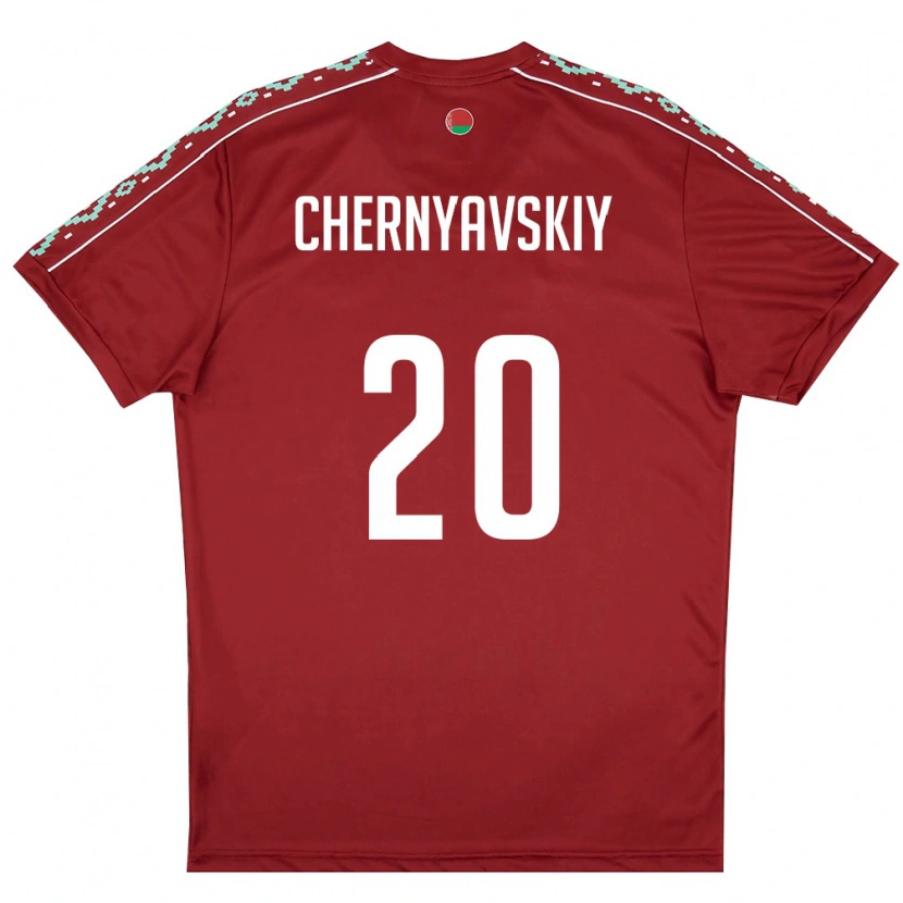 Danxen Mujer Camiseta Bielorrusia Vasiliy Chernyavskiy #20 Rojo Oscuro Blanco 1ª Equipación 26-28 La Camisa México