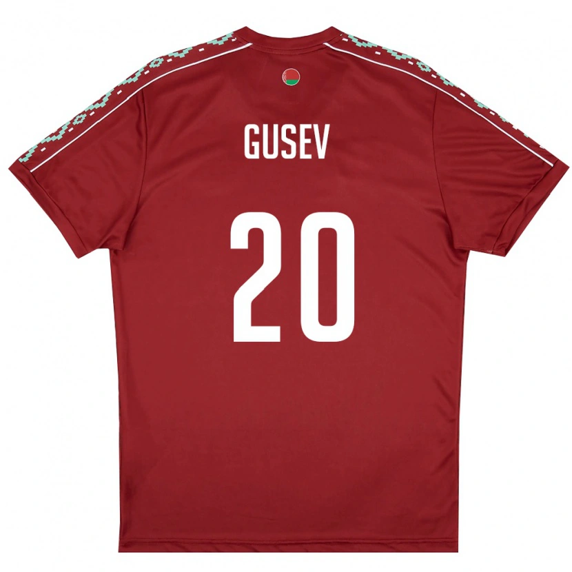 Danxen Mujer Camiseta Bielorrusia Bogdan Gusev #20 Rojo Oscuro Blanco 1ª Equipación 26-28 La Camisa México