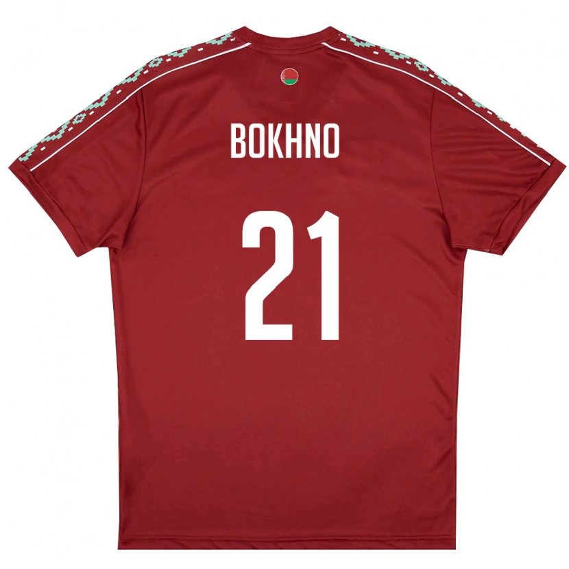 Danxen Mujer Camiseta Bielorrusia Matvey Bokhno #21 Rojo Oscuro Blanco 1ª Equipación 26-28 La Camisa México
