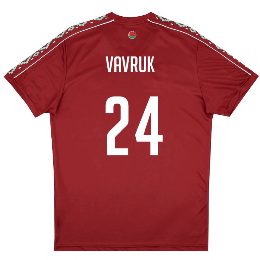 Danxen Mujer Camiseta Bielorrusia Dmitriy Vavruk #24 Rojo Oscuro Blanco 1ª Equipación 26-28 La Camisa México