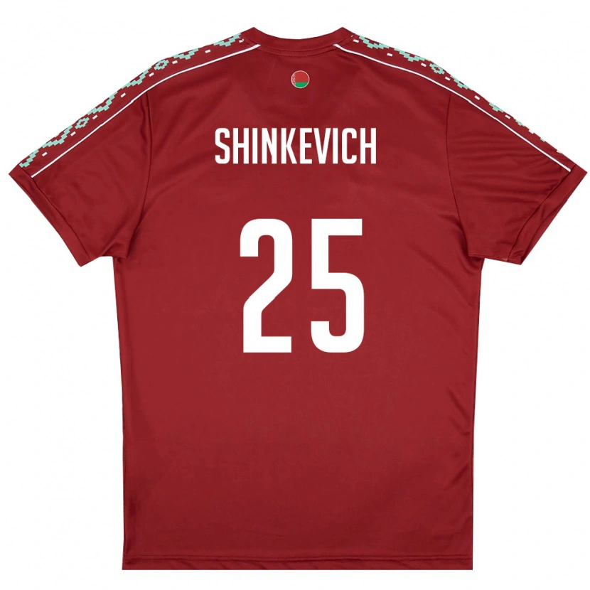 Danxen Mujer Camiseta Bielorrusia Dariush Shinkevich #25 Rojo Oscuro Blanco 1ª Equipación 26-28 La Camisa México