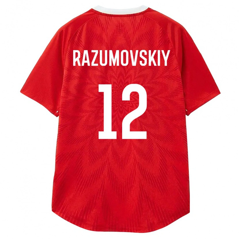 Danxen Mujer Camiseta Rusia Timofey Razumovskiy #12 Rojo Blanco Marrón 1ª Equipación 26-28 La Camisa México