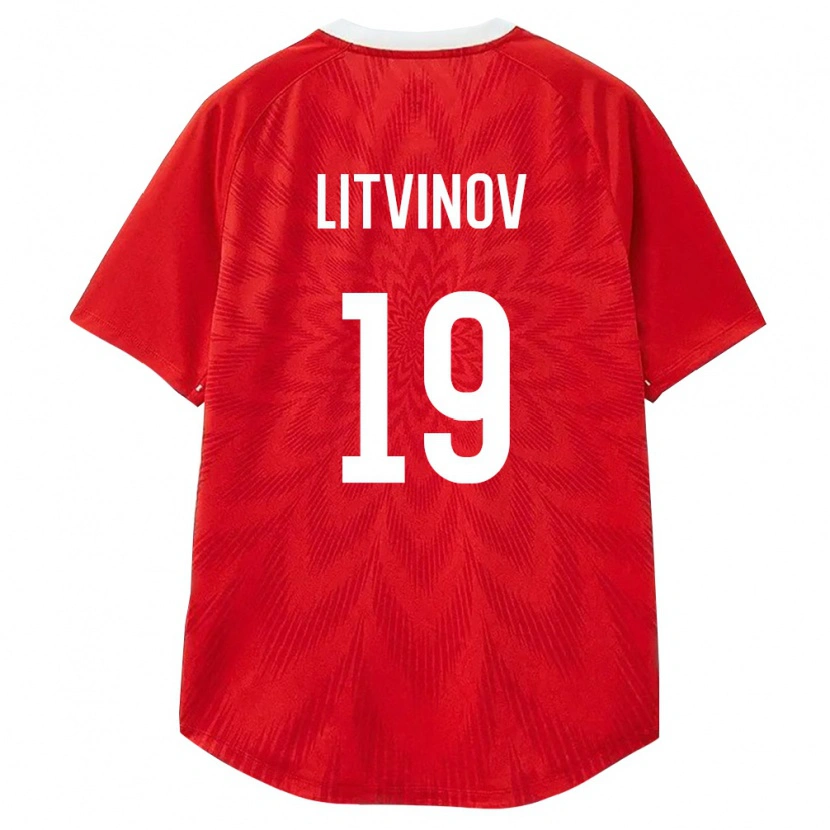 Danxen Mujer Camiseta Rusia Ruslan Litvinov #19 Rojo Blanco Marrón 1ª Equipación 26-28 La Camisa México