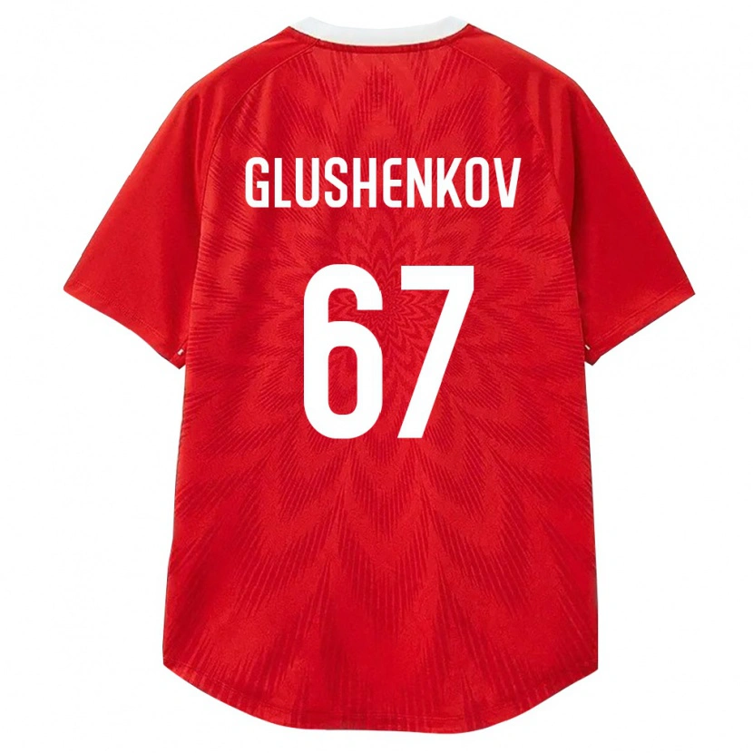 Danxen Mujer Camiseta Rusia Maksim Glushenkov #67 Rojo Blanco Marrón 1ª Equipación 26-28 La Camisa México