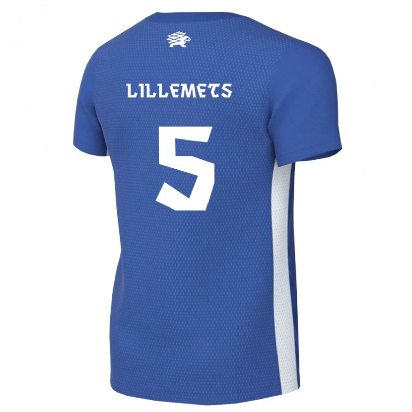 Danxen Mujer Camiseta Estonia Johannes Lillemets #5 Azul Oscuro Blanco 1ª Equipación 26-28 La Camisa México