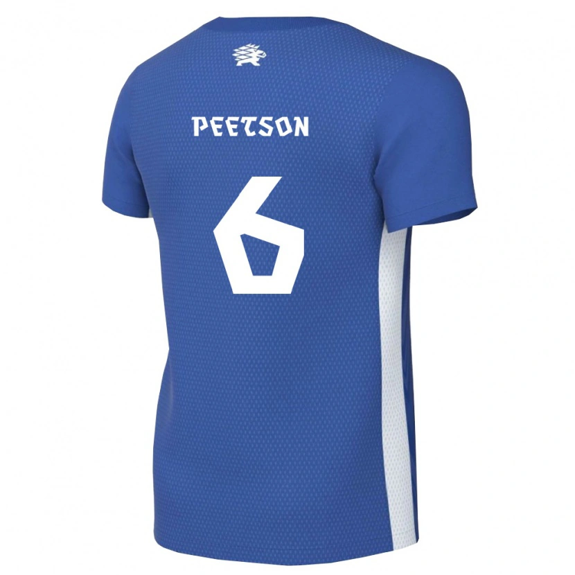 Danxen Mujer Camiseta Estonia Rasmus Peetson #6 Azul Oscuro Blanco 1ª Equipación 26-28 La Camisa México