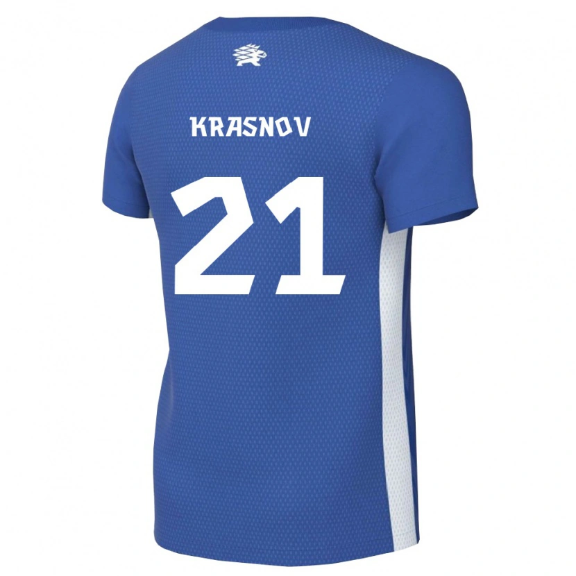 Danxen Mujer Camiseta Estonia Ivan Krasnov #21 Azul Oscuro Blanco 1ª Equipación 26-28 La Camisa México