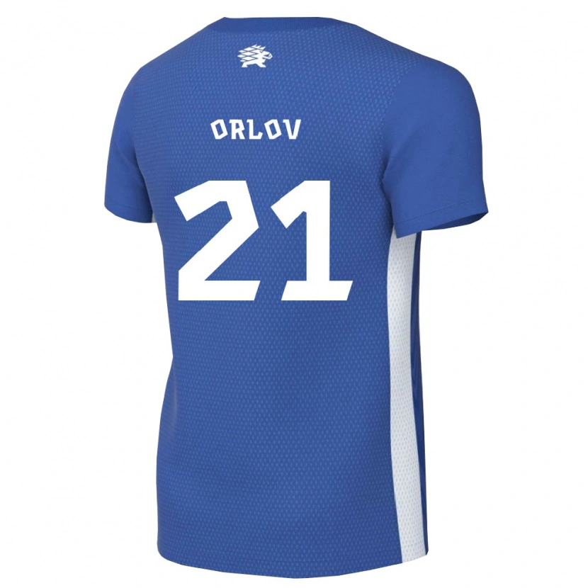 Danxen Mujer Camiseta Estonia Mihhail Orlov #21 Azul Oscuro Blanco 1ª Equipación 26-28 La Camisa México