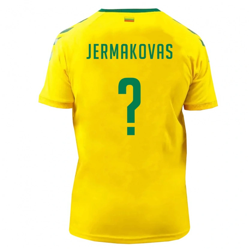 Danxen Mujer Camiseta Lituania Donatas Jermakovas #0 Amarillo Verde 1ª Equipación 26-28 La Camisa México