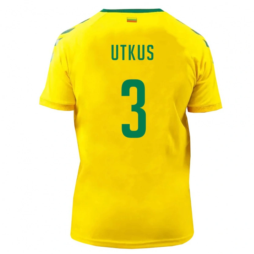Danxen Mujer Camiseta Lituania Edgaras Utkus #3 Amarillo Verde 1ª Equipación 26-28 La Camisa México