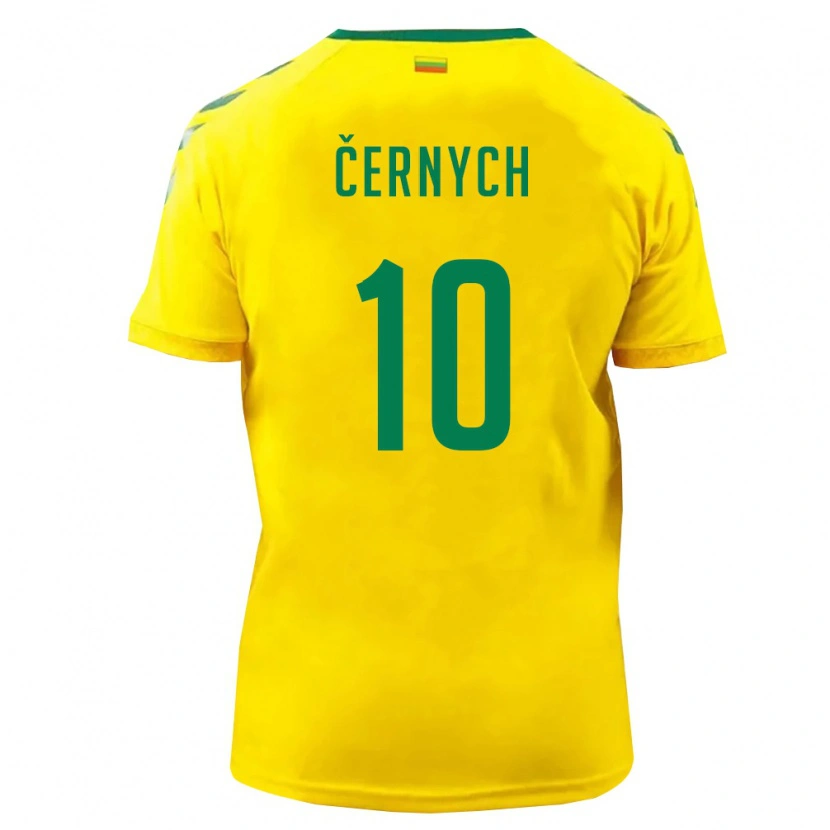 Danxen Mujer Camiseta Lituania Fedor Černych #10 Amarillo Verde 1ª Equipación 26-28 La Camisa México