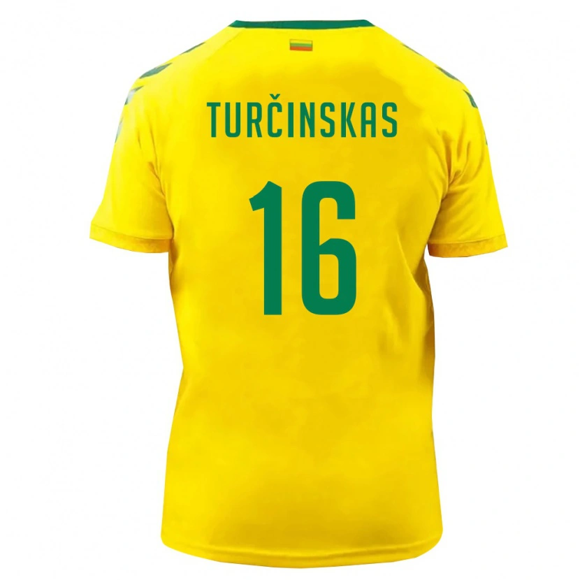 Danxen Mujer Camiseta Lituania Jugas Turčinskas #16 Amarillo Verde 1ª Equipación 26-28 La Camisa México