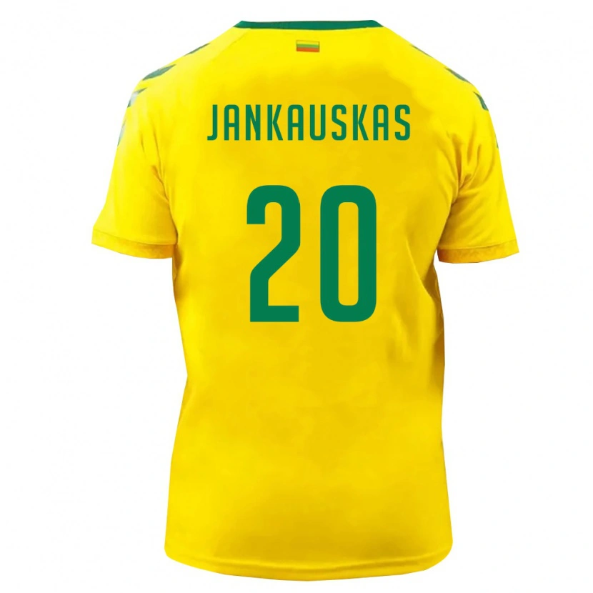 Danxen Mujer Camiseta Lituania Eligijus Jankauskas #20 Amarillo Verde 1ª Equipación 26-28 La Camisa México