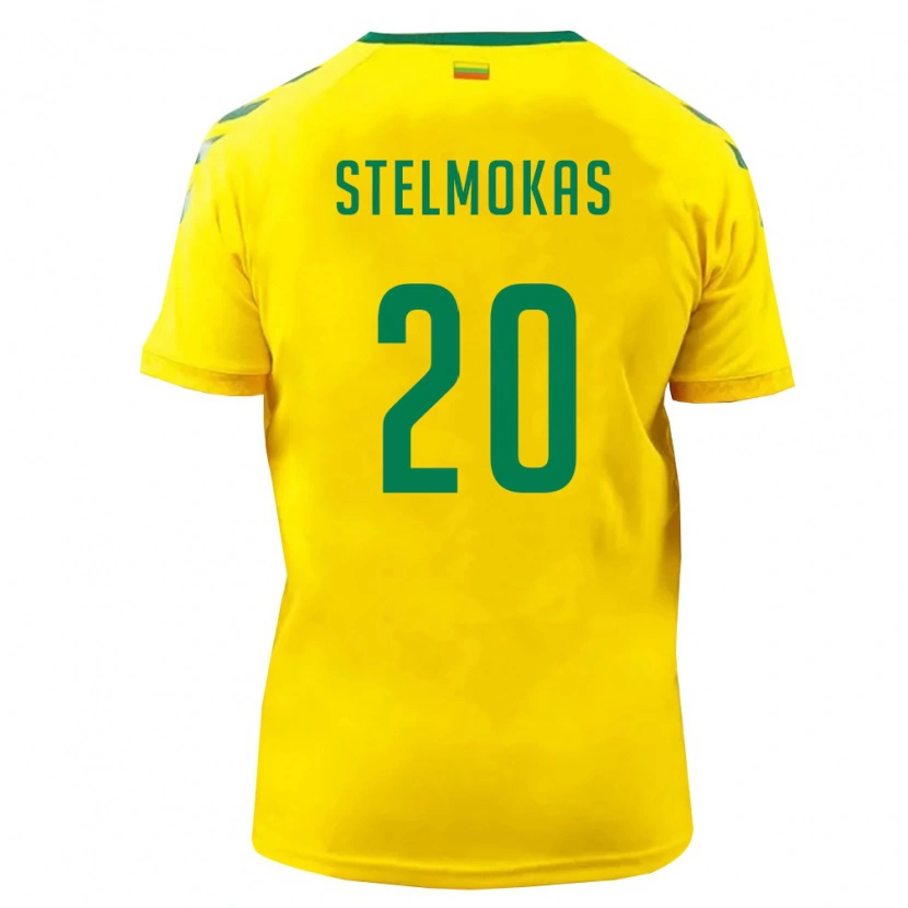 Danxen Mujer Camiseta Lituania Tomas Stelmokas #20 Amarillo Verde 1ª Equipación 26-28 La Camisa México