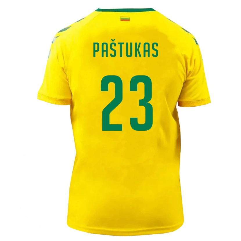 Danxen Mujer Camiseta Lituania Justas Paštukas #23 Amarillo Verde 1ª Equipación 26-28 La Camisa México