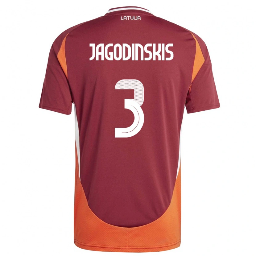Danxen Mujer Camiseta Letonia Vitalijs Jagodinskis #3 Rojo Oscuro Blanco Naranja 1ª Equipación 26-28 La Camisa México