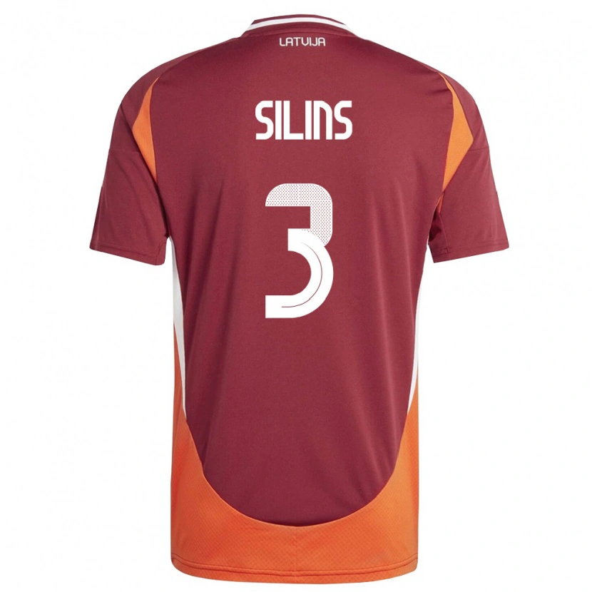 Danxen Mujer Camiseta Letonia Matiss Silins #3 Rojo Oscuro Blanco Naranja 1ª Equipación 26-28 La Camisa México