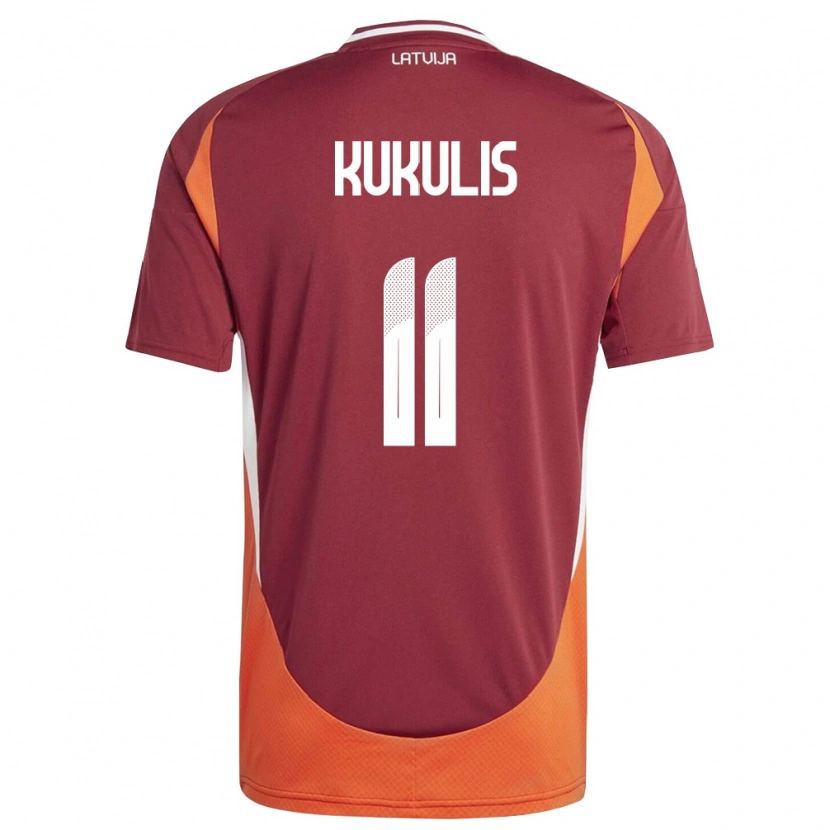 Danxen Mujer Camiseta Letonia Roberts Kukulis #11 Rojo Oscuro Blanco Naranja 1ª Equipación 26-28 La Camisa México