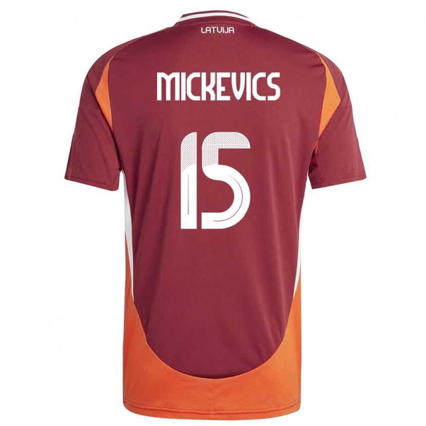 Danxen Mujer Camiseta Letonia Tomass Mickevics #15 Rojo Oscuro Blanco Naranja 1ª Equipación 26-28 La Camisa México