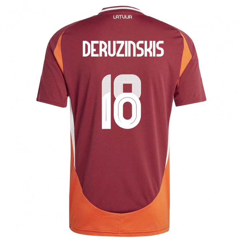 Danxen Mujer Camiseta Letonia Ruslans Deruzinskis #18 Rojo Oscuro Blanco Naranja 1ª Equipación 26-28 La Camisa México