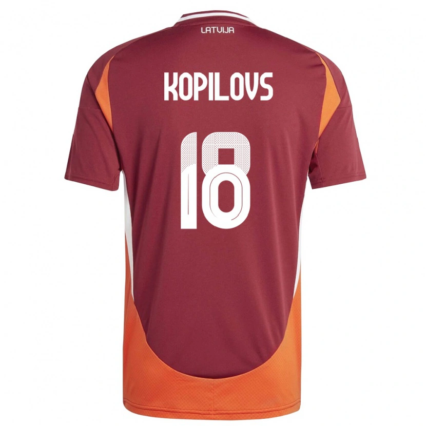 Danxen Mujer Camiseta Letonia Maksims Kopilovs #18 Rojo Oscuro Blanco Naranja 1ª Equipación 26-28 La Camisa México