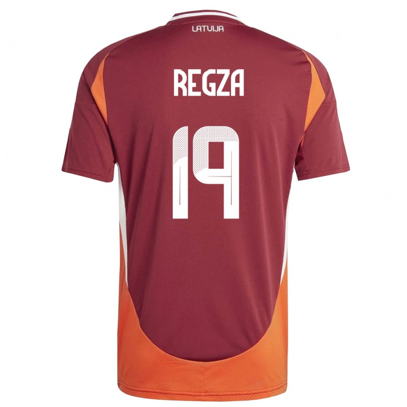 Danxen Mujer Camiseta Letonia Marko Regza #19 Rojo Oscuro Blanco Naranja 1ª Equipación 26-28 La Camisa México
