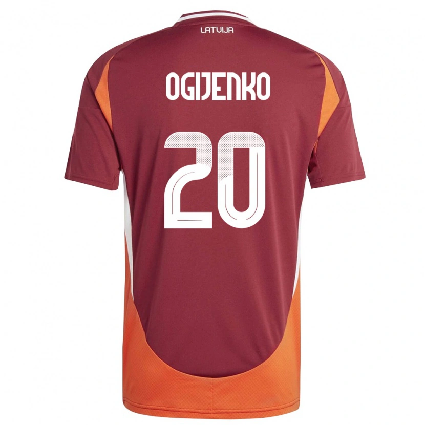Danxen Mujer Camiseta Letonia Nikita Ogijenko #20 Rojo Oscuro Blanco Naranja 1ª Equipación 26-28 La Camisa México