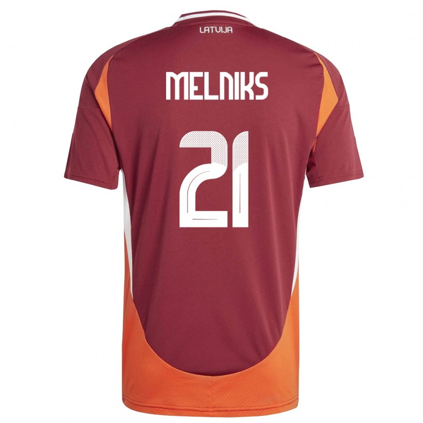 Danxen Mujer Camiseta Letonia Deniss Melniks #21 Rojo Oscuro Blanco Naranja 1ª Equipación 26-28 La Camisa México