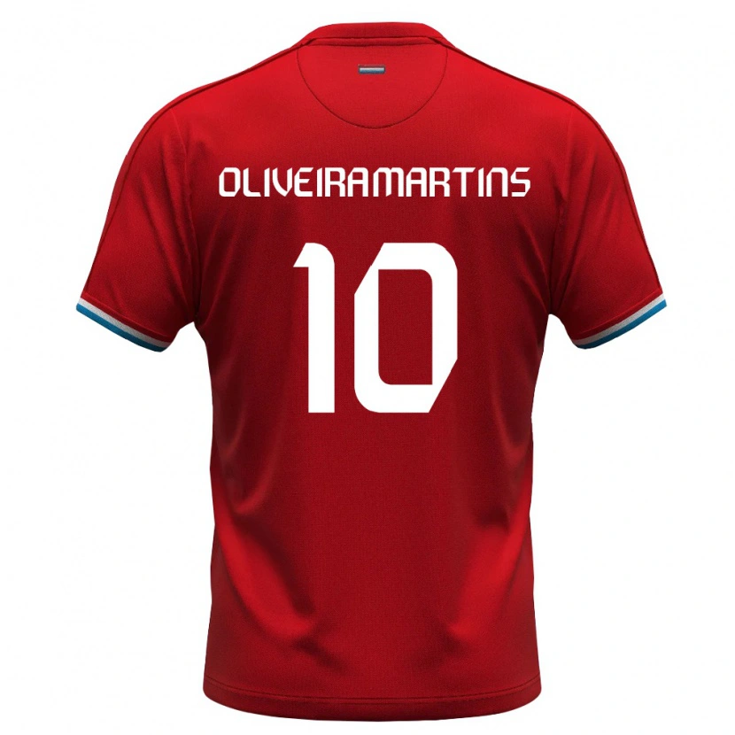 Danxen Mujer Camiseta Luxemburgo Tiago Oliveira Martins #10 Rojo Blanco Azul 1ª Equipación 26-28 La Camisa México