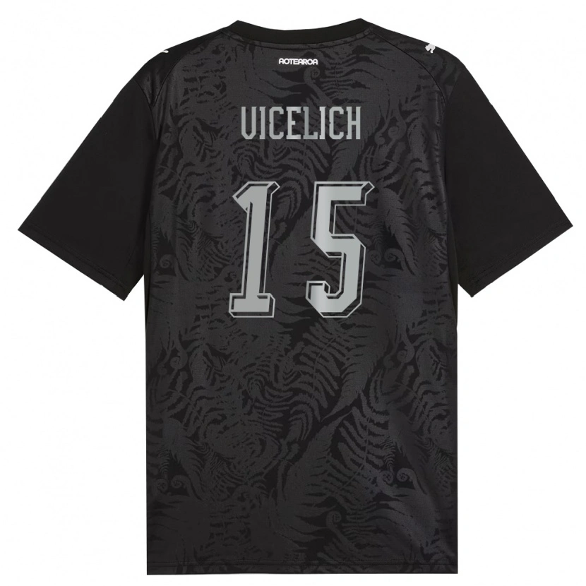 Danxen Mujer Camiseta Nueva Zelanda Luka Vicelich #15 Blanco Negro Gris 1ª Equipación 26-28 La Camisa México