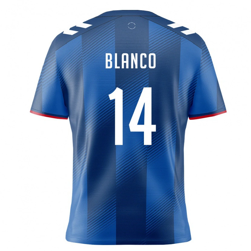 Danxen Mujer Camiseta Puerto Rico Justin Blanco #14 Azul Real Rojo Blanco 1ª Equipación 26-28 La Camisa México