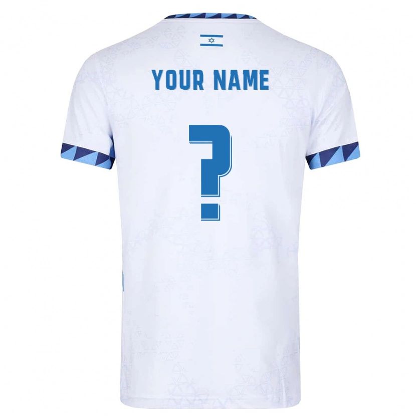 Danxen Mujer Camiseta Israel Su Nombre #0 Blanco Azul Claro 1ª Equipación 26-28 La Camisa México