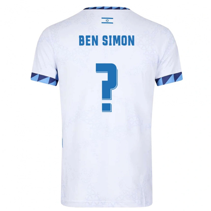 Danxen Mujer Camiseta Israel Ilay Ben Simon #0 Blanco Azul Claro 1ª Equipación 26-28 La Camisa México