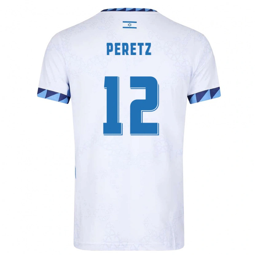 Danxen Mujer Camiseta Israel Yaniv Peretz #12 Blanco Azul Claro 1ª Equipación 26-28 La Camisa México
