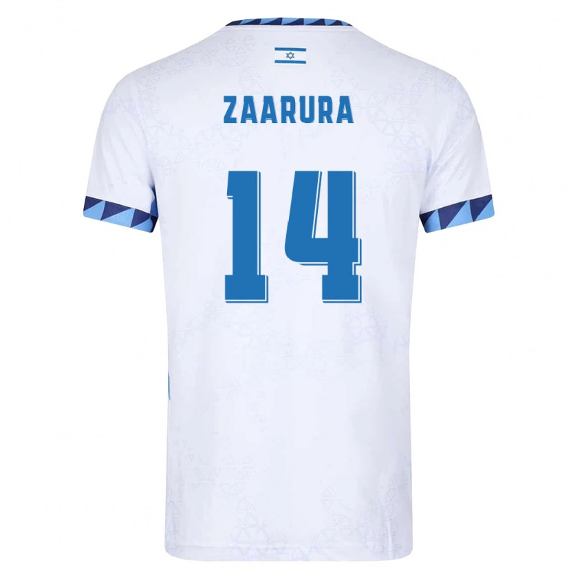 Danxen Mujer Camiseta Israel Basam Zaarura #14 Blanco Azul Claro 1ª Equipación 26-28 La Camisa México