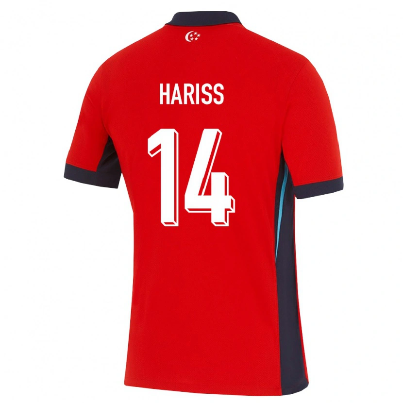 Danxen Mujer Camiseta Singapur Hariss Harun #14 Rojo Blanco Negro 1ª Equipación 26-28 La Camisa México