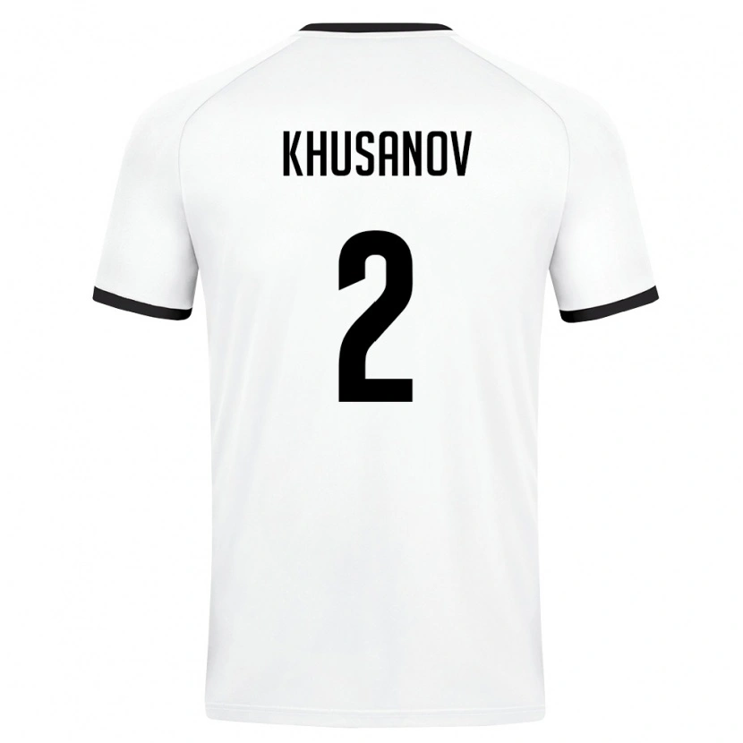Danxen Mujer Camiseta Uzbekistán Abdukodir Khusanov #2 Blanco Verde Oscuro 2ª Equipación 26-28 La Camisa México