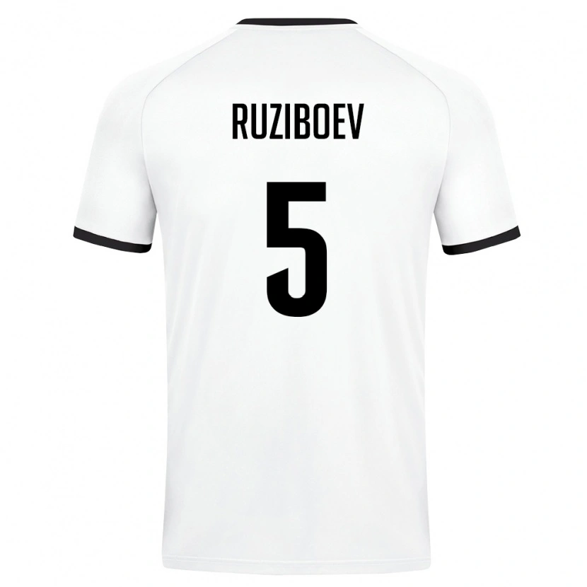 Danxen Mujer Camiseta Uzbekistán Mukhammadaziz Ruziboev #5 Blanco Verde Oscuro 2ª Equipación 26-28 La Camisa México