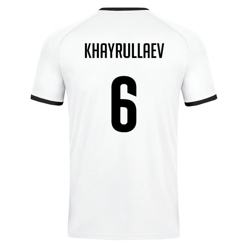 Danxen Mujer Camiseta Uzbekistán Ravshan Khayrullaev #6 Blanco Verde Oscuro 2ª Equipación 26-28 La Camisa México