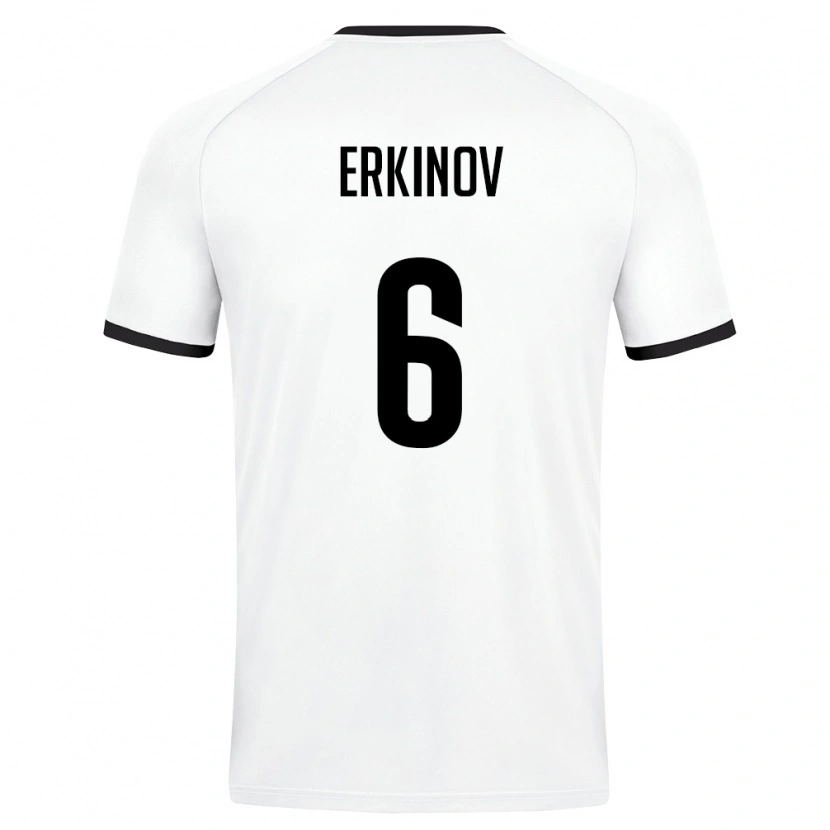 Danxen Mujer Camiseta Uzbekistán Bekhruz Erkinov #6 Blanco Verde Oscuro 2ª Equipación 26-28 La Camisa México