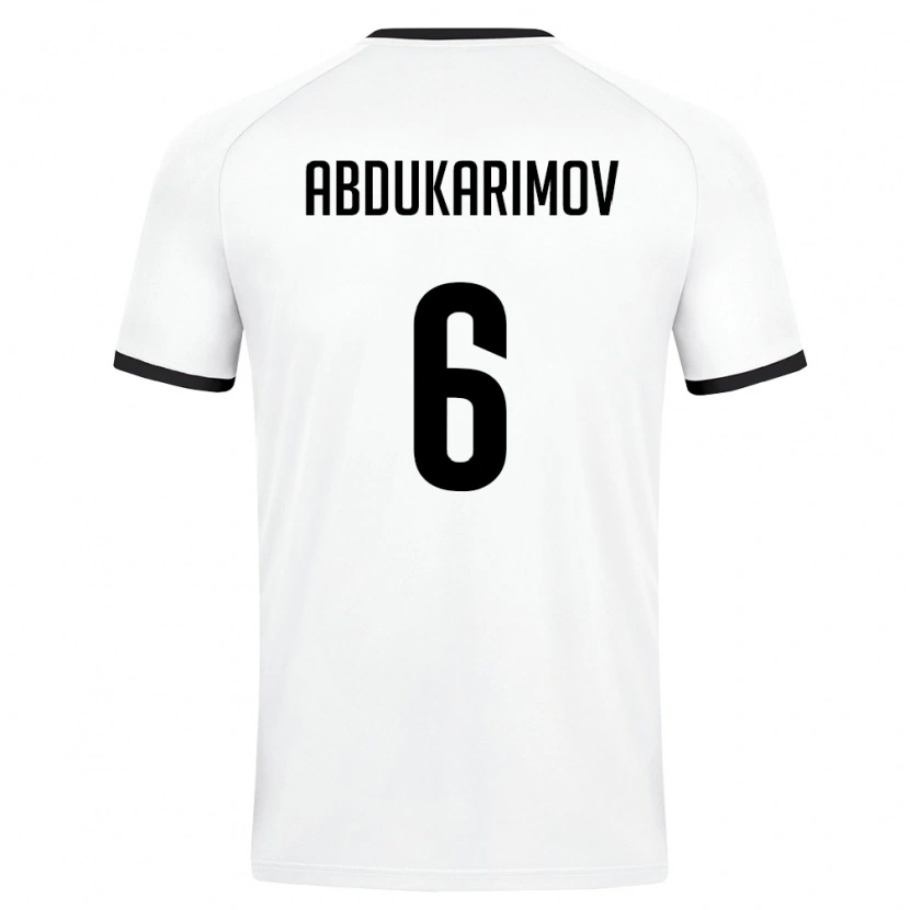 Danxen Mujer Camiseta Uzbekistán Miraziz Abdukarimov #6 Blanco Verde Oscuro 2ª Equipación 26-28 La Camisa México