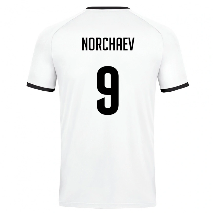 Danxen Mujer Camiseta Uzbekistán Khusayin Norchaev #9 Blanco Verde Oscuro 2ª Equipación 26-28 La Camisa México