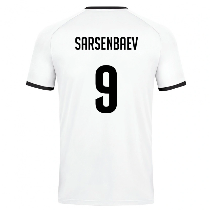 Danxen Mujer Camiseta Uzbekistán Nurbek Sarsenbaev #9 Blanco Verde Oscuro 2ª Equipación 26-28 La Camisa México