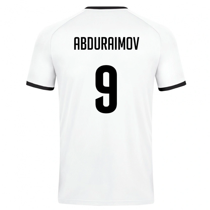 Danxen Mujer Camiseta Uzbekistán Laziz Abduraimov #9 Blanco Verde Oscuro 2ª Equipación 26-28 La Camisa México