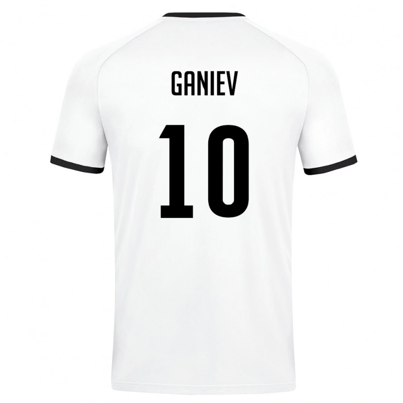 Danxen Mujer Camiseta Uzbekistán Aziz Ganiev #10 Blanco Verde Oscuro 2ª Equipación 26-28 La Camisa México
