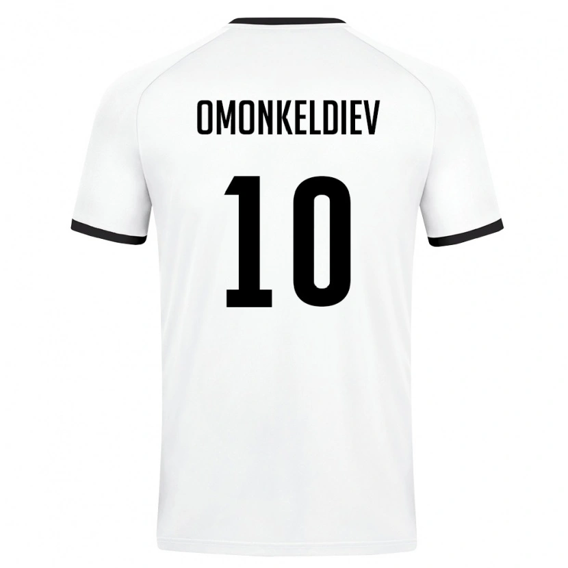Danxen Mujer Camiseta Uzbekistán Fazliddin Omonkeldiev #10 Blanco Verde Oscuro 2ª Equipación 26-28 La Camisa México